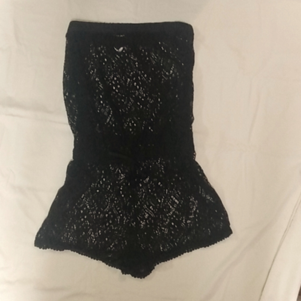 Black Lace Romper/Bathing Suit Cover Size 2XL
